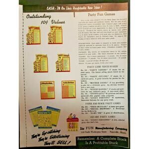 Vintage 1950's Fun Manufacturing Co Advertising Sales Sheet Naperville IL NOS